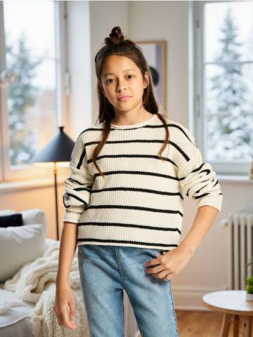 Ребристий светр у смужку - різнобарвний