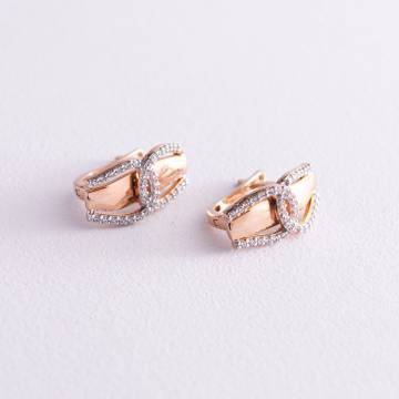 Золотые серьги с фианитами с04409 Золотые серьги с фианитами с04409