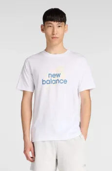 Мужская белая футболка Angular Logo Белый M New Balance MT53952WT