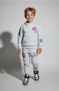 Спортивний комплект: кофта і штани з нашивками - сірий