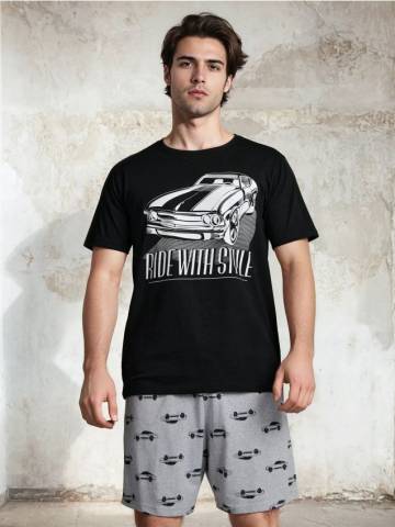 Піжамний комплект з двох предметів з принтом - різнобарвний