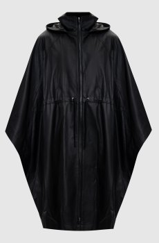 Черный кожаный кейп с капюшоном