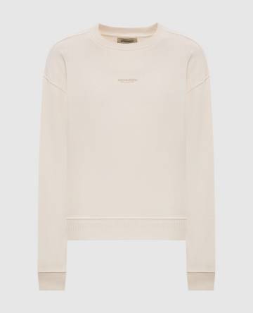 Бежевый утепленный свитшот с принтом логотипа