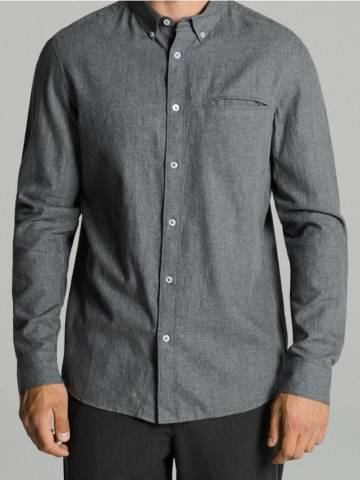 Бавовняна сорочка slim fit - темно-сірий