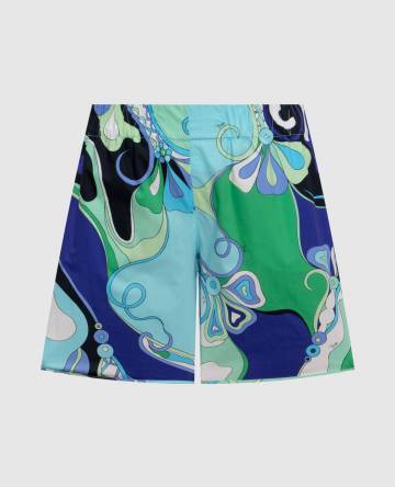Зеленые шорты из шелка в цветочный принт