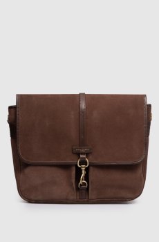 Коричневый замшевый портфель Berlino с логотипом