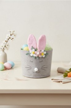 Великодній кошик для зберігання з мотивом зайця - різнобарвний