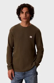 Мужской оливковый джемпер WAFFLE Оливковый XXL Calvin Klein Jeans LV040EM217
