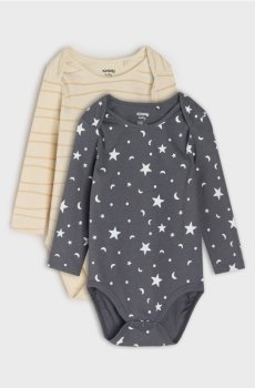 Бавовняні боді, 2 шт. - нюдовий