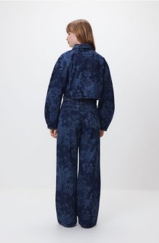 Reserved - Джинси wide leg з квітами - темно-синій - 169IL-59J