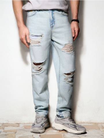 Джинсові штани карго-джогери - синій