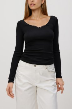 Reserved - Блузка з мереживом - чорний - 440KL-99X