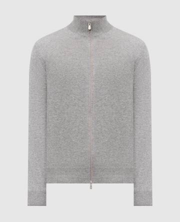 Серый меланжевый кардиган из кашемира