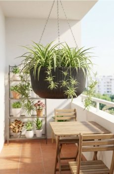 Рифлений підвісний вазон - чорний