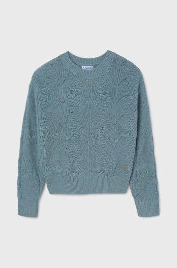 Детский свитер с примесью шерсти Mayoral цвет бирюзовый лёгкий 7303