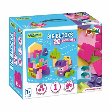Детский конструктор Wader Big Blocks розовый, от 1 года, 25*30*12 см, 26 элементов (41590) Детский конструктор Wader Big Blocks розовый, от 1 года, 25*30*12 см, 26 элементов (41590)