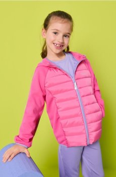 Стьобана куртка з капюшоном та світловідбиваючими елементами Active - фуксія