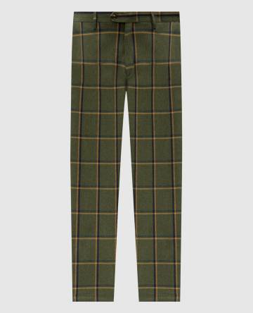 Зеленые брюки с шерстью в клетку