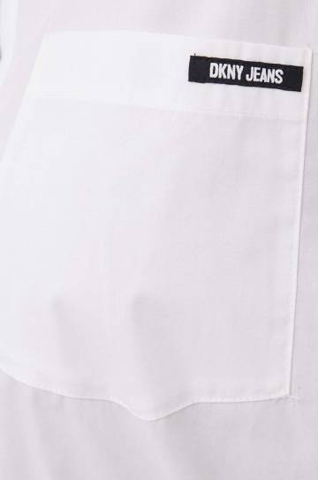 Хлопковая рубашка Dkny женская цвет белый relaxed классический воротник Хлопковая рубашка Dkny женская цвет белый relaxed классический воротник