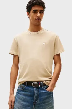 Мужская бежевая футболка TJM REG BADGE Бежевый L Tommy Jeans DM0DM20322