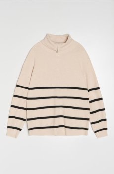 Джемпер у смужку - бежевий