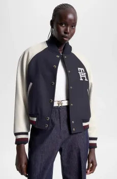 Женский темно-синий шерстяной бомбер IMD LEATHER WOOL BLEND BOMBER Синий S Tommy Hilfiger WW0WW39152