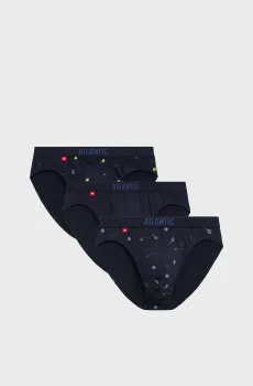 Мужские темно-синие брифы (3 шт) Синий S Atlantic 3MP-171