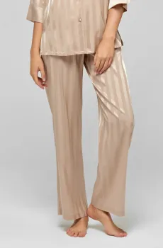 Женские бежевые шелковые брюки в полоску Бежевый 38 MARC&ANDRE W22-00SS210