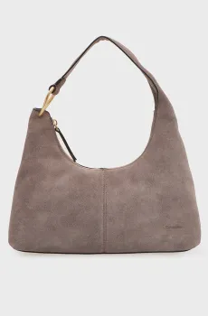 Женская серая замшевая сумка SLOUCHY Серый ONESIZE Calvin Klein LV04F3691G