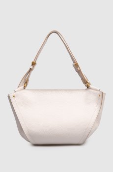 Бежевая кожаная сумка-тоут Bloom с принтом логотипа