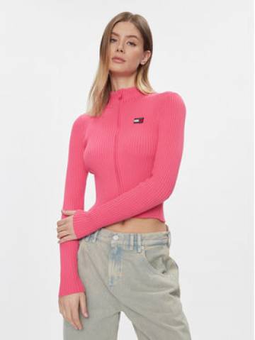 Tommy Jeans Кардиган DW0DW17243 Рожевий Slim Fit Tommy Jeans Кардиган DW0DW17243 Рожевий Slim Fit