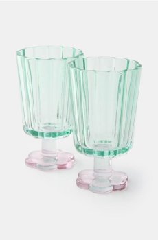 Келих із кольорового скла 2 pack - світло-бірюзовий