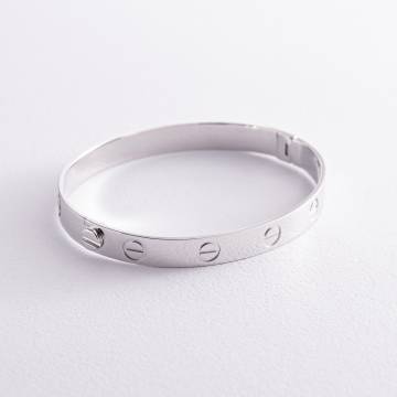 Жесткий браслет "Love" из белого золота (0.6 см) б03336 Жесткий браслет "Love" из белого золота (0.6 см) б03336