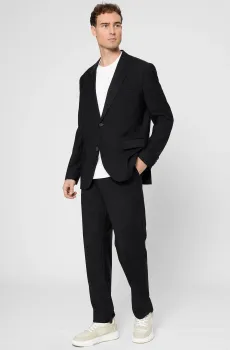 Мужской черный шерстяной костюм (пиджак, брюки) Черный 52 HUGO 50547210;001