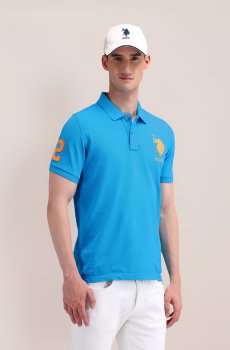 U.S. Polo Assn. Men Brand Logo Printed Polo Collar Cotton T-shirt