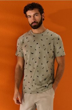 Бавовняна футболка з принтом - блідо-зелений