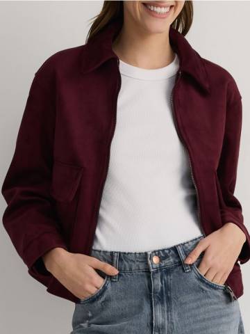 Reserved - Укорочена куртка oversize - червоне дерево - ZR669-93X Reserved - Укорочена куртка oversize - червоне дерево - ZR669-93X