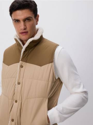 Reserved - Двосторонній жилет - кавовий - 030FW-84X