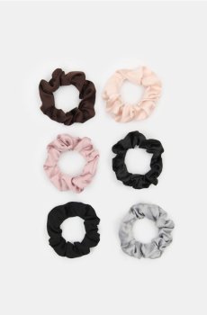 Набір гумок scrunchie для волосся 6 штук - різнобарвний