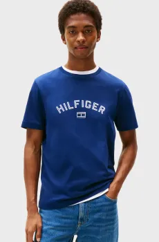 Мужская синяя футболка HILFIGER FLOCK TEE Синий M Tommy Hilfiger MW0MW39357