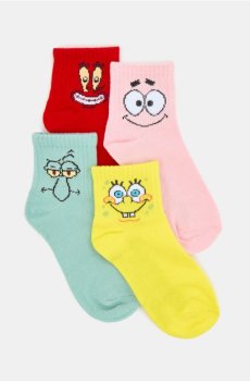Ребристі шкарпетки 4 pack SpongeBob - різнобарвний