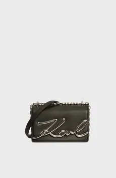 Женская черная кожаная сумка K SIGNATURE SM Черный ONESIZE Karl Lagerfeld 235W3062