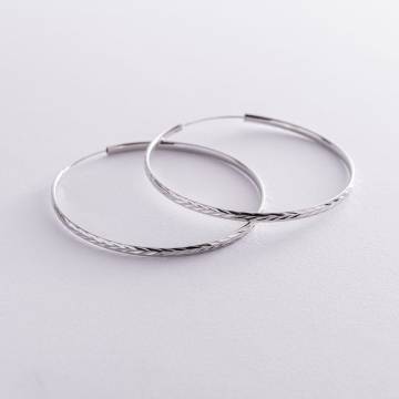 Серьги - кольца в серебре (5.9 см) 122952 Серьги - кольца в серебре (5.9 см) 122952