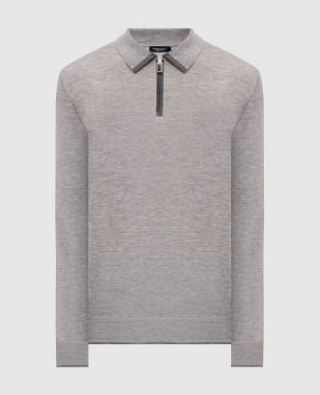 Серое поло из кашемира и шелка