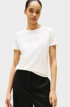 Женская белая футболка LUREX SCRIPT Белый M Tommy Hilfiger WW0WW47210