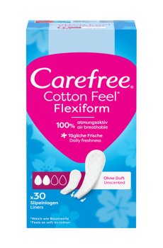 Ежедневные гигиенические прокладки Carefree Cotton Fell FlexiForm, 30 шт