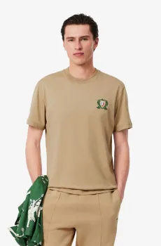 Мужская бежевая футболка Бежевый M-L Lacoste TH002702S