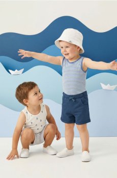 Бавовняне боді з морським мотивом 2 pack - кремовий