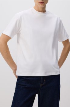 Reserved - Футболка оверсайз з мерсеризованої бавовни - білий - 157EN-00X