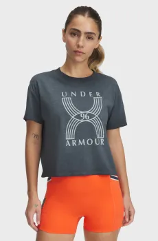 Женская серая футболка UA Run 96 Graphic SS Серый XS Under Armour 1389568-001